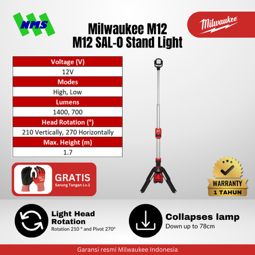 Lampu Lighting Milwaukee M12 SAL LED STAND LIGHT - Standing Lamp