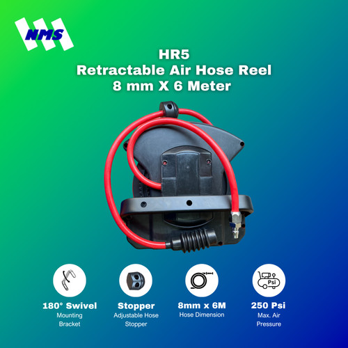 [CUCI GUDANG] HR5 Air Hose Reel 8mm x 6 meter Black Case