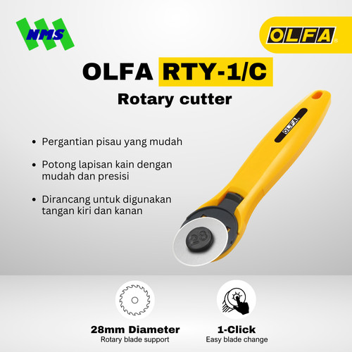 Alat Gunting Kain OLFA RTY-1/C Rotary Cutter Pisau Kater Bulat Pemotong Putus-putus Karcis