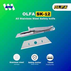 Pisau Cuter OLFA SK-12 All Stainless Steel Safety Knife Bodi Besi Self Retracting Pemotong Kardus