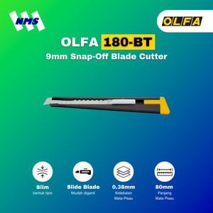 Pisau Potong OLFA 180-BT Snap-Off Blade Cutter 180 Black Original Kater