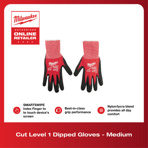 Sarung Tangan Safety Milwaukee 48-22-8901 Cut-Resist Level 1 Dipped Gloves Motor M