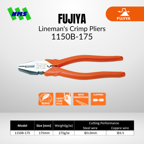 Tang Potong FUJIYA 1150B-175 Linemans Clamp Pliers Japan 175mm 7 Inci