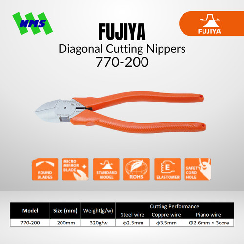 Tang Potong FUJIYA 770-200 Diagonal Cutting Nippers Japan 200mm 8 Inci