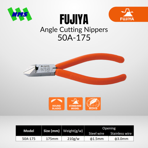 Tang Potong FUJIYA 50A-175 Angle Cutting Nippers Japan 175mm 7 Inci