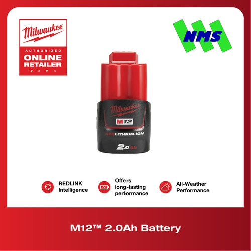 Baterai Milwaukee M12™ B2 REDLITHIUM 2.0Ah Battery for All M12 Tools