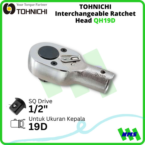 Kepala Ratchet TOHNICHI QH19D 1/2" Interchangeable Ratchet Head 19D