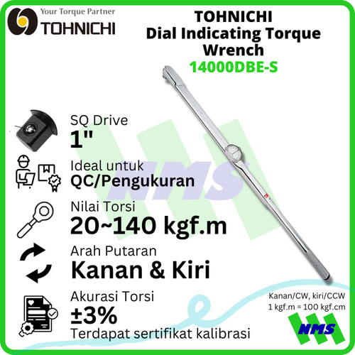 Kunci Torsi 14000DB-S 20-140 kgf.m 1" TOHNICHI Dial Torque Wrench