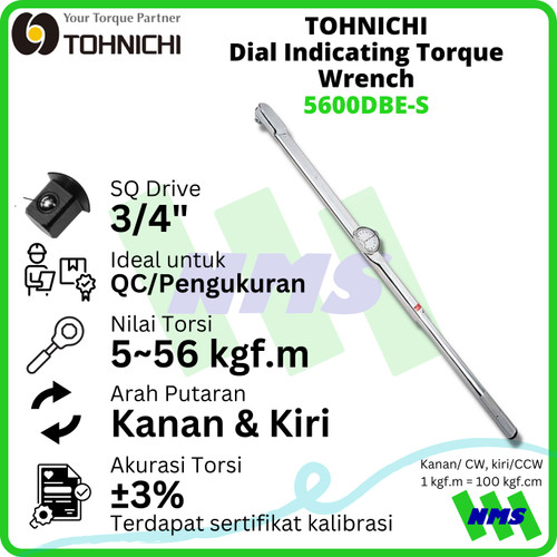 Kunci Torsi 5600DBE-S 500-5600 Kgf.cm 3/4" TOHNICHI Dial Torque Wrench