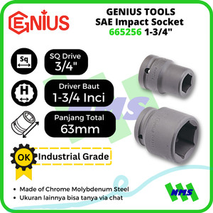 Mata Sok SAE Impact Sockets 3/4" 6pt. 1-3/4" inci 665256 GENIUS