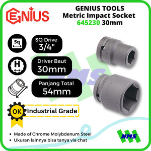 Mata Sok Metric Impact Sockets 3/4" Inci 6pt. 30mm 645230 GENIUS