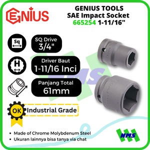 Mata Sok SAE Impact Sockets 3/4" 6pt. 1-11/16" inci 665254 GENIUS