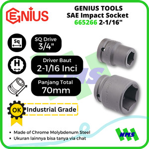 Mata Sok SAE Impact Sockets 3/4" 6pt. 2-1/16" inci 665266 GENIUS