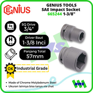 Mata Sok SAE Impact Sockets 3/4" 6pt. 1-3/8" inci 665244 GENIUS