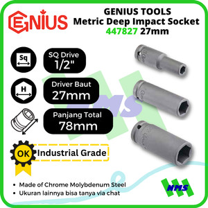 Mata Sok Metric Deep Impact Sockets 1/2 Inch 6pt 27mm 447827 GENIUS