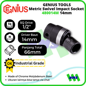 Mata Sok Metric Swivel Impact Sockets 1/2 Inch 6pt 14mm 480014M GENIUS