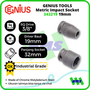 Mata Sok Metric Impact Sockets 3/8 Inch 6pt 19mm 343219 GENIUS