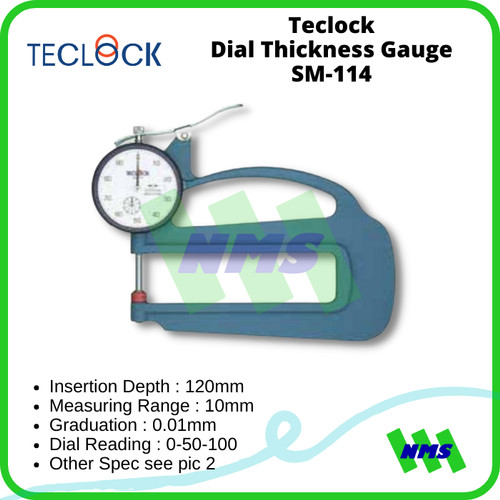 Teclock SM-114 Dial Thickness Gauge 10mm Alat Ukur Ketebalan