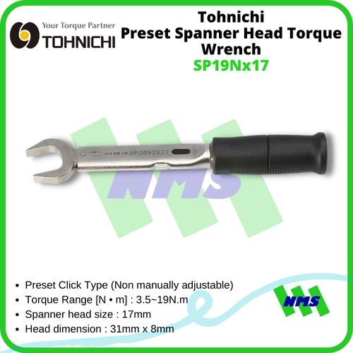 Tohnichi Preset Spanner Head Torque Wrench SP19Nx17 3.5 - 19 N.m