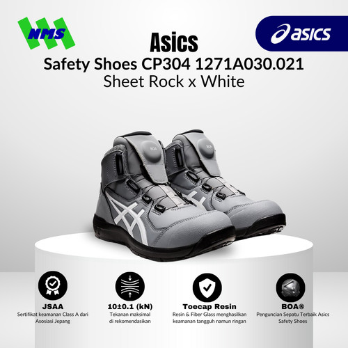 Sepatu Safety Asics BOA CP304 1271A030.021 Abu-abu x Putih 360-8028ORI