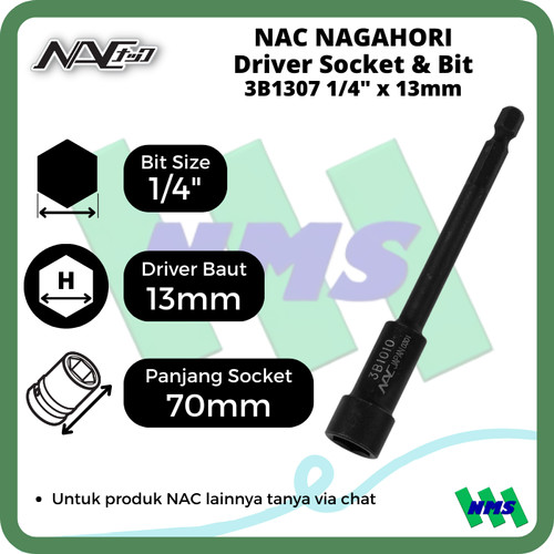 Driver Socket 13mm x L70mm Nagahori NAC 3B1307