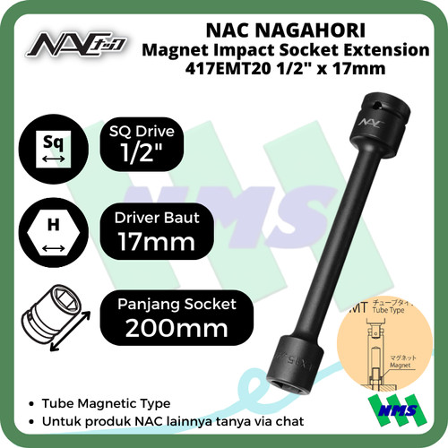 Impact Socket Ext Mata Sok Hitam 1/2 x 17mm Nagahori NAC 417EMT20