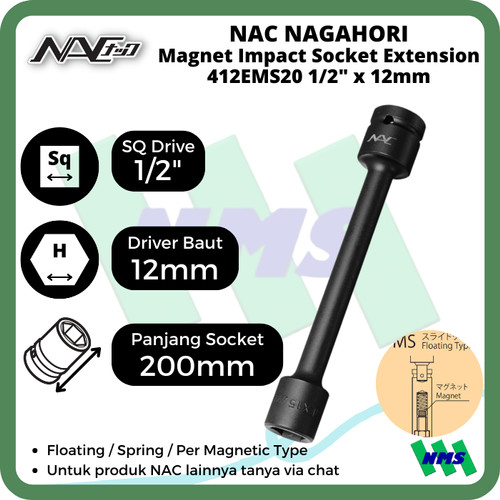 Impact Socket Ext Mata Sok Hitam 1/2 x 14mm Nagahori NAC 414EMS20