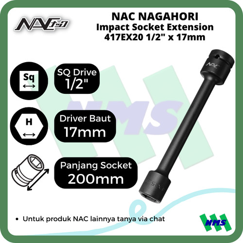 Impact Socket Extension Mata Sok Hitam 1/2 x 17mm Nagahori NAC 417EX20