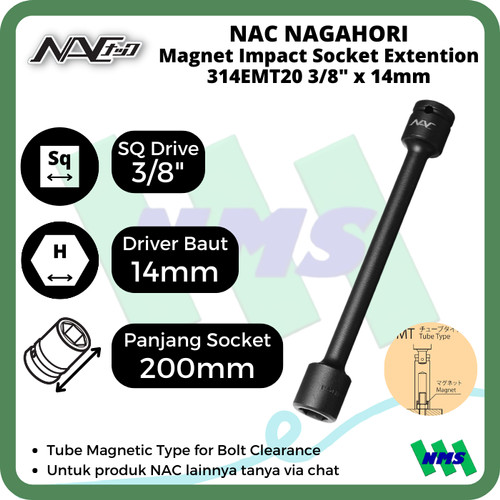 Impact Socket Ext Mata Sok Hitam 3/8 x 14mm Nagahori NAC 314EMT20