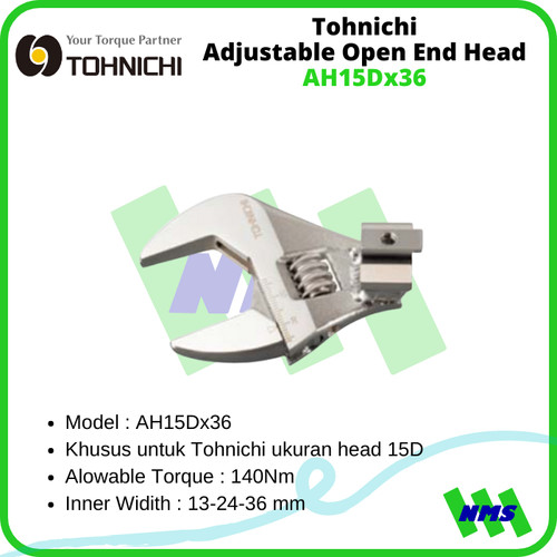 Kunci Inggris Tohnichi AH15Dx36 8-36mm Adjustable Open End Head 15D