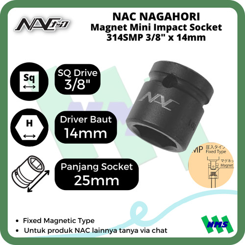 Impact Socket Mini Mata Sok Hitam 3/8 x 14mm Nagahori NAC 314SMP