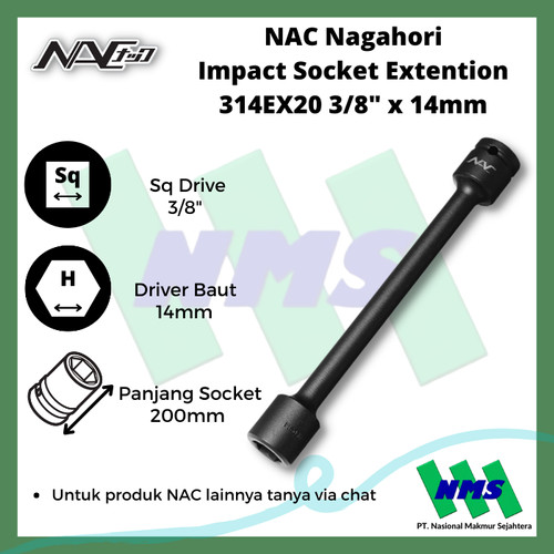 Impact Socket Extension Mata Sok Hitam 3/8 x 14mm Nagahori NAC 314EX20