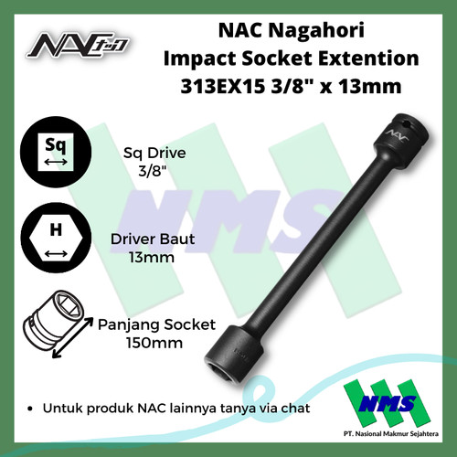 Impact Socket Extension Mata Sok Hitam 3/8 x 13mm Nagahori NAC 313EX15