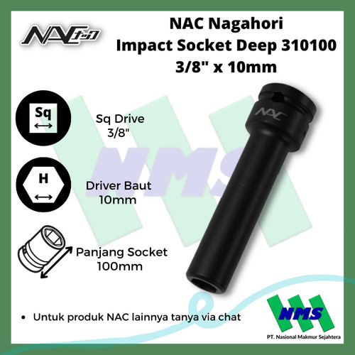 Impact Socket Deep Mata Sok Hitam 3/8 x 10mm Nagahori NAC 310100