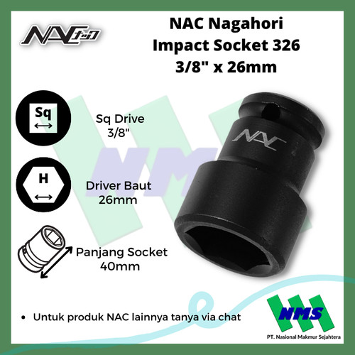 Impact Socket Mata Sok Hitam 3/8 x 26mm Nagahori NAC 326