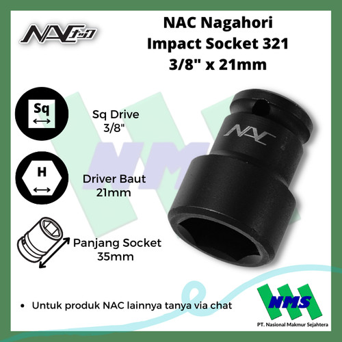 Impact Socket Mata Sok Hitam 3/8 x 21mm Nagahori NAC 321