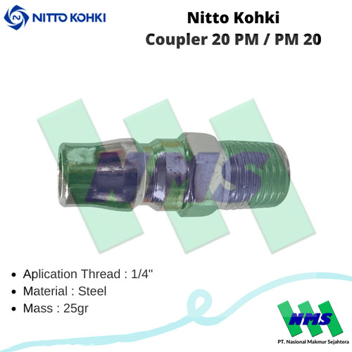 20PM Coupler 1/4" Nitto Kohki Drat Luar 1/4 Inci PM20 Kopler Steel