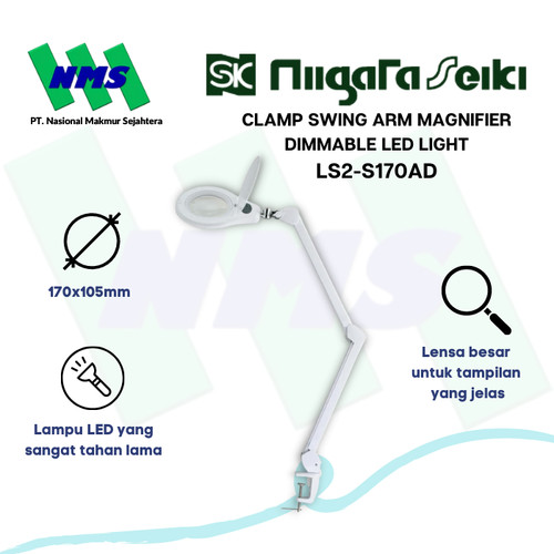 Kaca Pembesar Niigata Seiki LS2-S170AD Clamp Arm Magnifier LED Light