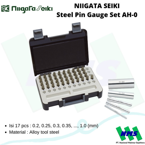 Steel Pin Gauge Set NIIGATA SEIKI AH-0 17pcs AH Series