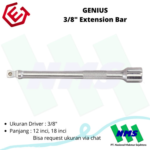 Sambungan Kunci Shock Extension Bar 3/8" x 12 inci Genius | 18" dll