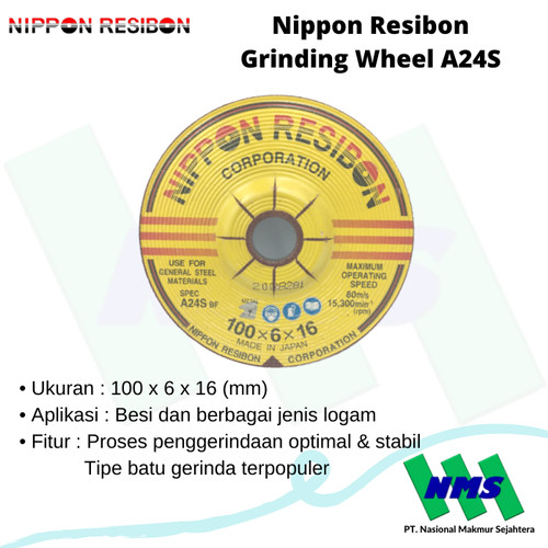 Batu Gerinda 4" inci 100x6x16mm Nippon Resibon Grinding Wheel A24S