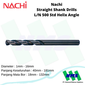 Mata Bor 15mm Nachi Straight Shank Drills L/N 500 Std Helix Angle