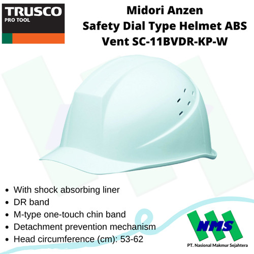 TRUSCO 422-8529 Midori Anzen Safety Helmet ABS Vent SC-11BVDR-KPW Helm