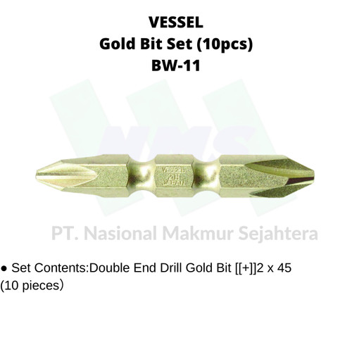 TRUSCO 125-3115 VESSEL Gold Bit Set (10pcs) BW Series