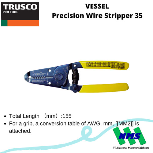 Trusco 124-8308 VESSEL Precision Wire Stripper 35 Pengupas Kabel