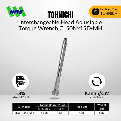 TOHNICHI CL50Nx15D-MH Interchangeable Adjustable Torque Wrench Torsi