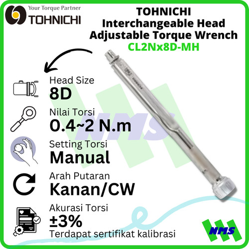 Kunci Torsi TOHNICHI CL2Nx8D-MH 0,4-2Nm Interchangeable Torque Wrench