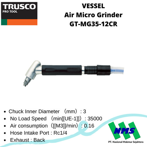 Trusco 124-7131 VESSEL Air Micro Grinder GT-MG35-12CR Gerinda Angin