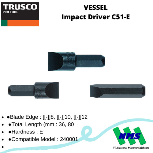 TRUSCO 124-5660 VESSEL Impact Driver C51 E Series