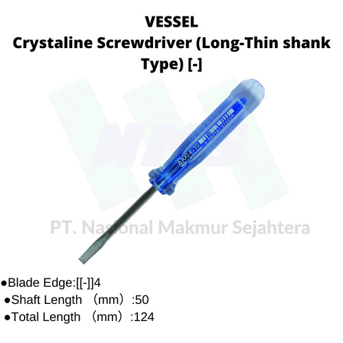 TRUSCO 124-5180 VESSEL Crystaline Screwdriver 6100 Obeng Minus (-)